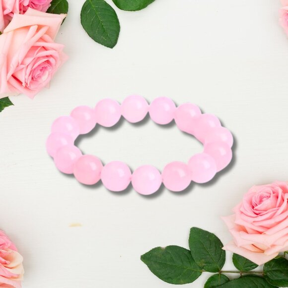 Natural Stone Healing Pure Rose Quartz Pink Crystal Round Beads Stretch Bracelet - Picture 11 of 15
